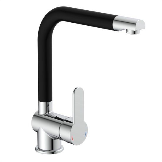 SCHÜTTE Rio Design Keukenkraan - Mengkraan - Hoge, Draaibare Uitloop - Chroom/Zwart