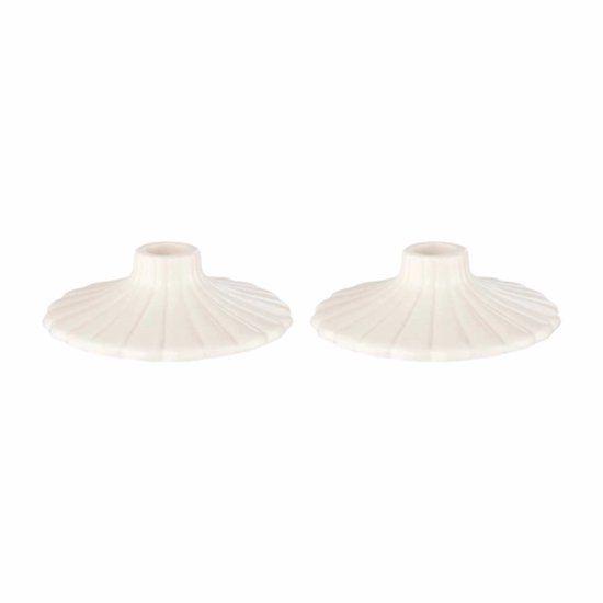 vtwonen Kandelaar Ceramic White 8 x 2,5 cm (Set van 2)