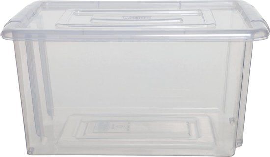 Whitefurze Stack & Store Medium opbergdoos 32 liter zonder deksel, transparant