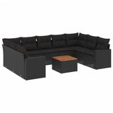 vidaXL Tuinbank Set 10-delig Zwart Polywood