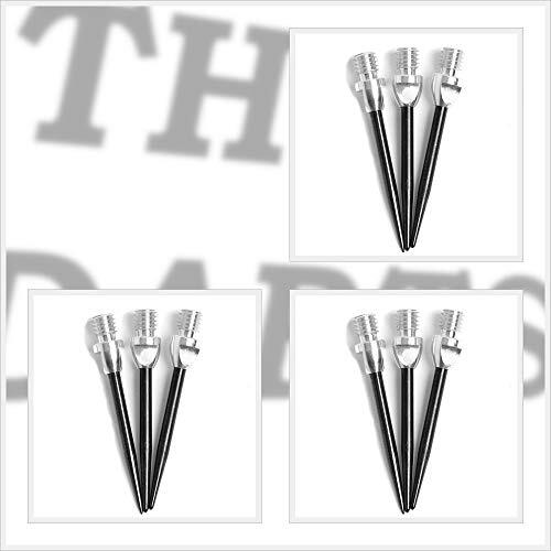 THOR-DARTS Unisex - volwassenen TD_MS2_sibl 2BA verwisselbare punten, zilver-zwart, set van 3 (9 stuks)