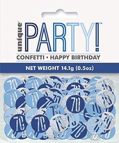 Unique Party 83843 Blauwe Prismatische 70e Verjaardag Confetti, 5oz 1 Pack, Leeftijd 70