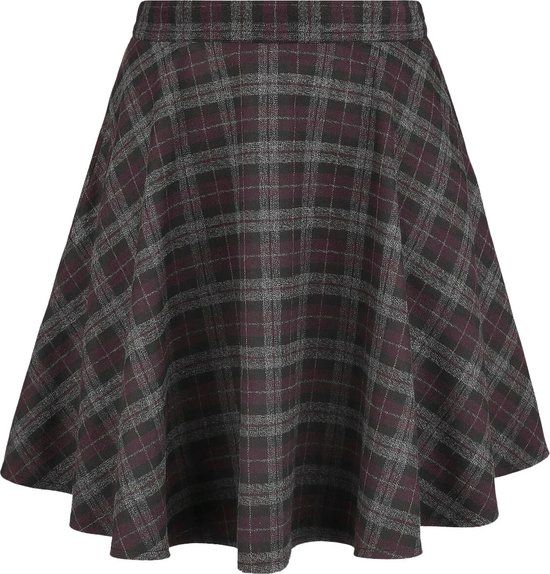 Banned Retro Banned Rock Check Flared Dames Minirok - grijs/paars - XL