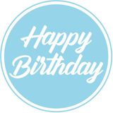 Bellatio Decorations 80x stuks bierviltjes/onderzetters Happy Birthday licht blauw 10 cm