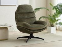 Vente-unique Draaifauteuil van groene stof LIZUTA