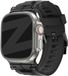 Bandz Liquid silicone band 'Explorer' - Luxe horlogeband geschikt voor Series Apple Watch 1/2/3/4/5/6/8/9/10/11/SE(2-3)/Ultra(2-3) - iWatch bandje voor grote maten 44mm 45mm 46mm 49mm (zwart met zwarte connectors)