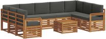 vidaXL Bank loungeset 9 zitplekken Natuurlijk en antraciet Acacia hout
