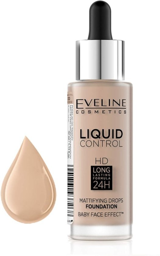 Eveline Cosmetics Liquid Control Foundation With Dropper 030 Sand Beige 32ml.