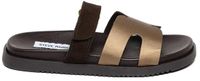 Steve Madden Damessandalen Missile-E Platte sandalen Brnz Satin Leer Vrouwen Maat 37