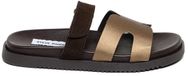Steve Madden Damessandalen Missile-E Platte sandalen Brnz Satin Leer Vrouwen Maat 37