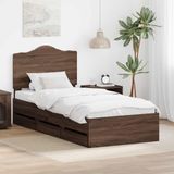 vidaXL Cadre de lit avec tiroir Chêne brun 75 x 190 cm Bois d'ingénierie