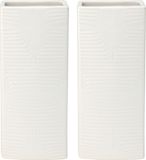 Excellent Houseware Waterverdamper radiator - 2x - ivoor wit - met relief - kunststeen - 18 cm - luchtbevochtiger