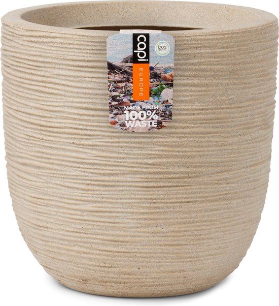 Capi Europe Bloempot bol Waste Rib NL - 43x41 cm - Terrazzo beige