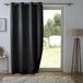 douceur d'intérieur, Gordijn met ogen (140 x 260 cm) Shadow Black, 100% ondoorzichtig fluweel reliëf