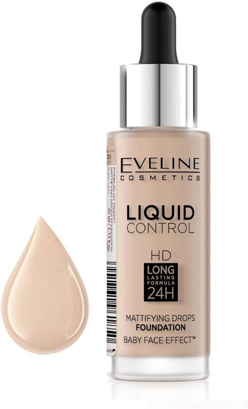 Eveline Cosmetics Liquid Control Foundation With Dropper 005 Ivory 32ml.