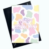 Peachy Antics SP182 Kleurrijke verjaardagskaart koe A5 voor haar, kinderen, vrienden, familie, wenskaart, koeienprint
