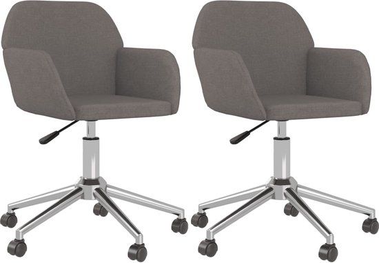 vidaXL Eetkamerstoelen draaibaar 2 stuks stof donkergrijs