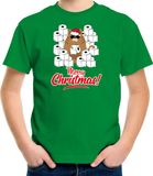 Bellatio Decorations Fout Kerstshirt Merry Christmas groen voor kinderen