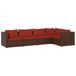 vidaXL Loungeset met kussens, polyrattan, bruin