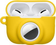 kwmobile Oordopjes Case Geschikt voor Apple Airpods Pro 3 Hoesje - Oortjes Cover met AirTag Houder - Silicone in Geel