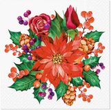 PAW Servetten 33 x 33 cm, 20 stuks - Kerstster Met Dennenappels