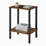 Merkloos Relaxdays Bijzettafel industrieel - 55x38x30 cm - MDF/Metaal - Zwart/Bruin