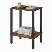 Relaxdays Table d'appoint industrielle - 55x38x30 cm - MDF/Métal - Noir/Brun