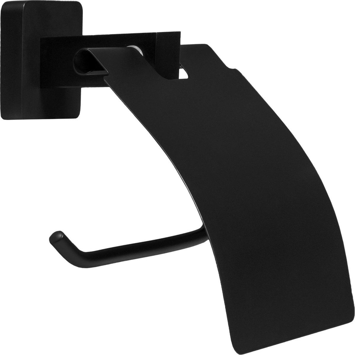 QUVIO Toiletrolhouder staal / Wcrolhouder / Industriele toiletrolhouder / Moderne toiletrolhouder - Zwart