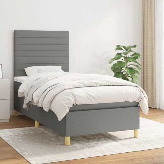 vidaXL Boxspring met matras stof donkergrijs 80x200 cm