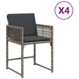 VidaXL Tuinstoelen 4 stuks met kussens Polyrattan Staal Grijs