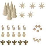 Décopatch NOZ099O Knutselset met 35 dragers (7x5 gesorteerd) van papier-maché om te versieren, Kerstmis, 1 set
