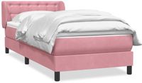 vidaXL Boxspring met matras fluweel roze 80x220 cm