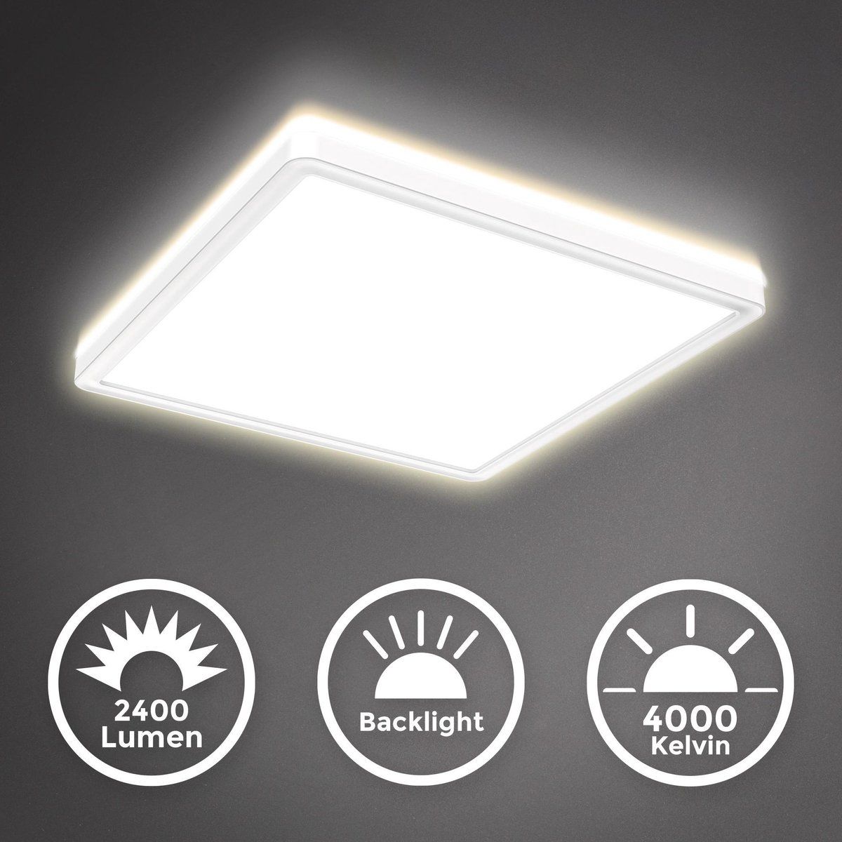 B.K.Licht LED Paneel Plafondlamp - Dimbaar - Indirect Licht - 29.3cm - 4.000K - 2.400Lm - 18W