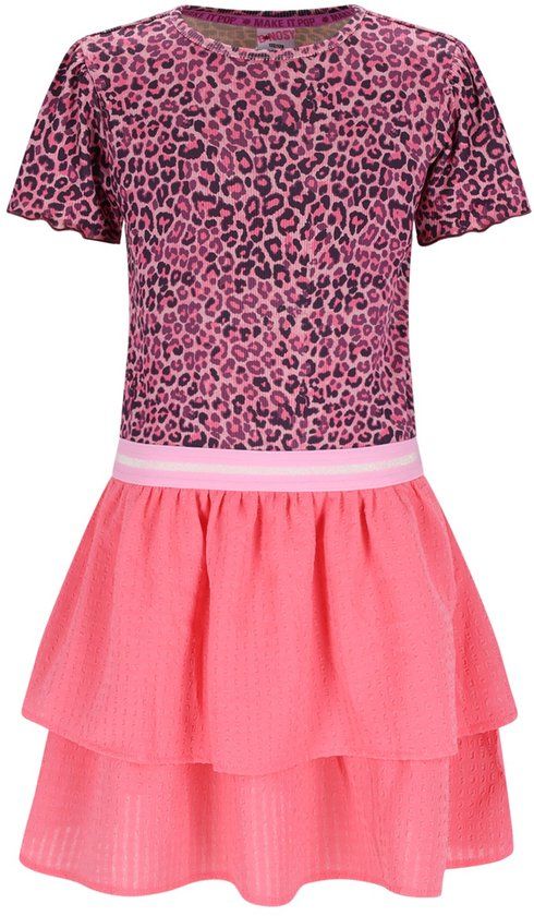 B.Nosy Meisjes Jurk Y602-5852 Panterprint Roze - Maat 116