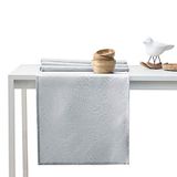AmeliaHome Tafelloper 30 x 100 cm, lotuseffect, waterafstotend, bladeren, zilver Gaia