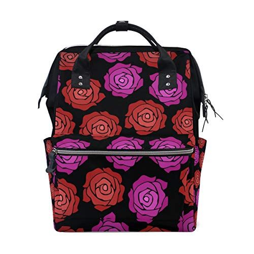 MONTOJ Rozen Patroon Canvas Rugzak Reizen Campus Rugzak - 5601224254009