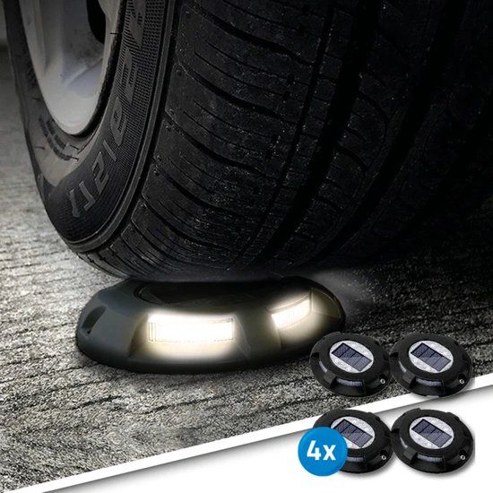 RexTech Solar Buitenlamp Grondspot 'Shield' - Set van 4 - Zwart - LED - IP68