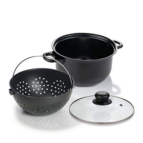 Genius World's Greatest Pot 3-delige kookpannenset met zeefinzet 25 cm - pan draaien, vloeistof afgieten en voedsel blijven in de zeef - kookpot voor inductie keramische elektrische