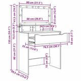 vidaXL Kaptafel Zwart Bewerkt Hout 80 x 39,5 x 135 cm