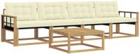 vidaXL Acacia Hout Wit en Crème Bank Loungeset 4 Zitplaatsen