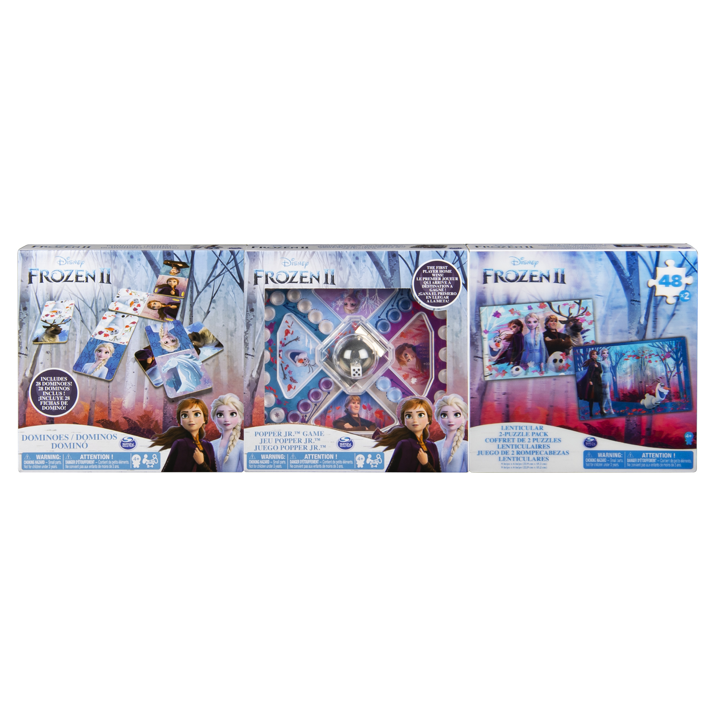 Disney Frozen Games Frozen 2 Driedubbel spelpakket met puzzel, Popper Jr. spel, en speelkaarten