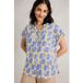 White Stuff Ellie Organic Cotton Chemise Imprimé Bleu