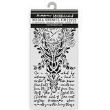 Stamperia - Thick Stencil for Scrapbooks, Albums, Cards, Bullet Journals, and More, Flexible Material, Easy to Clean, Perfect for Crafts and Gifting (Gardens of Time, Clock and Writing)