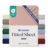 Dreamzie Hoeslaken 90x190 Kap 35 cm voor dik matras - 100% microvezel - Lichtroze, gecertificeerd chemicaliënvrij (Oeko TEX), hoeslaken met volledig elastiek