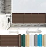Merkloos Balkonscherm Privacy - Hoge UV-bescherming - 100 x 600 cm - Bruin