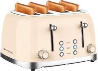 KitchenBrothers Retro Broodrooster - 4 Sneden - Beige