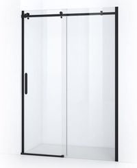 Maxaro Douchewand met Schuifdeur Mat Zwart Crystal Allure 130cm Vierkant Rollersysteem
