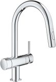 Grohe Minta Keukenkraan met uittrekbare handdouche en stopkraan, chroom