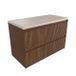 Saniclass Badkamermeubelset - 100x45x63cm - Travertine natuurstenen topblad - zonder kraangat - 2 lades - mat walnut pure (hout)