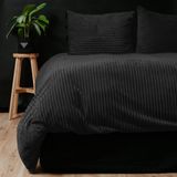 Sleeptime dekbedovertrek Rib Teddy Zwart 240x200/220 cm